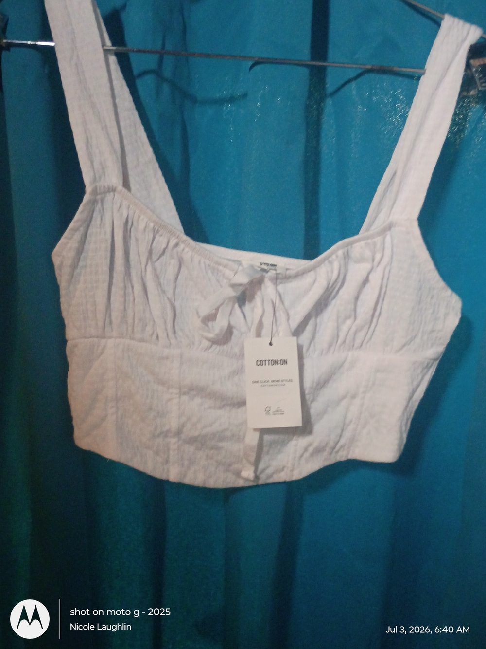 Cotton On White Cropped Tie-Front Tank Top